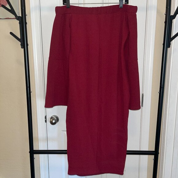 Off-Shoulder Maroon BooHoo Dress - Picture 1 of 4